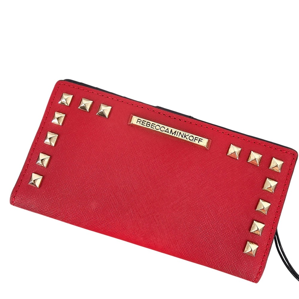 Rebecca Minkoff Sophie Snap Wallet Crimson Red Studded Leather SF34IPSW02-618